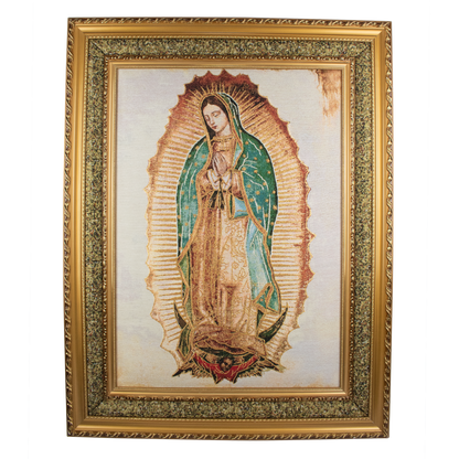 Mrcjsales: Our Lady of Guadalupe | Cloth Frame | Elegant Double Frame | Religious Home Decor | Gift for Loved Ones | Spanish Name: Virgen de Guadalupe - L | 27"x35" image
