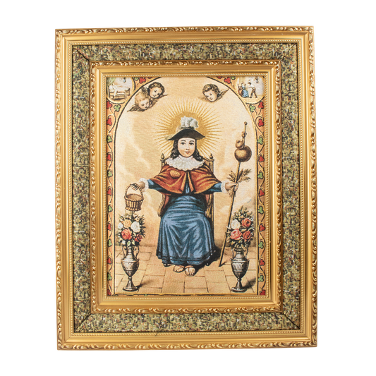 Mrcjsales: Child of Atocha Cloth Frame | Golden Double Frame | Religious Home Decor | Spanish Name: Nino de Atocha | Gift for Loved Ones - M | 17"x21" image