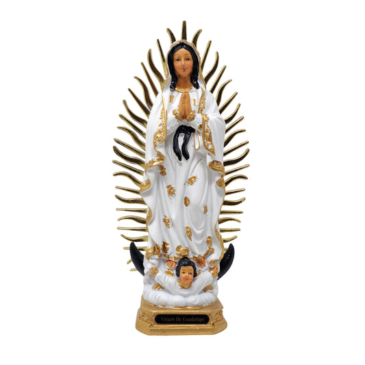 MrcjSales - Our Lady of Guadalupe Resin Statue | Virgen de Guadalupe Blanco | Multiple Sizes | Church Decor, Home Gifts, Prayers image 5