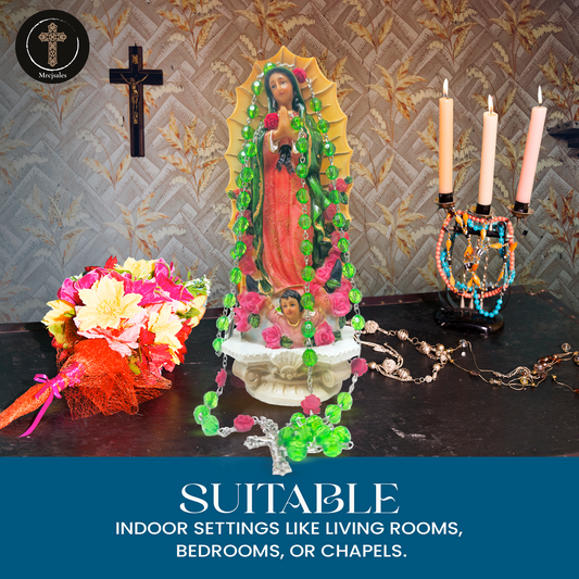 Lady of Guadalupe Statue – Virgen de guadalupe 8-Inch Religious Figurine – Durable Resin for Home Altar, Prayer Space, or Gift image 1