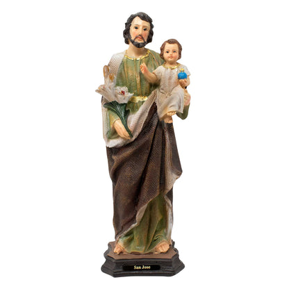 MrcjSales - St. Joseph Canvas Resin Statue | Multiple Sizes | Sacred Home Decor | San Jose Inscription image 0