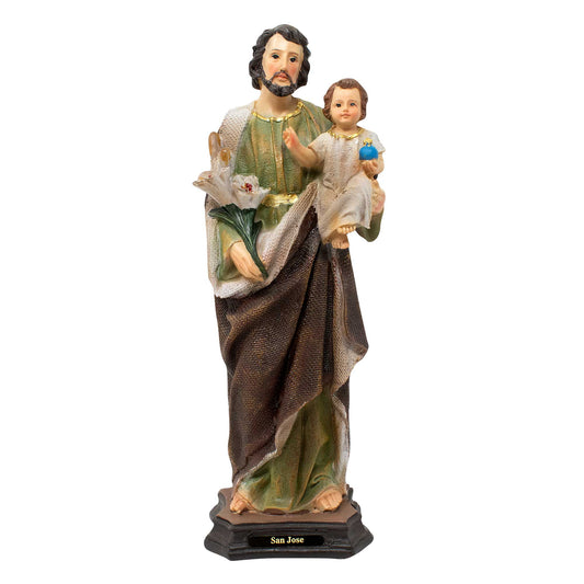 MrcjSales - St. Joseph Canvas Resin Statue | Multiple Sizes | Sacred Home Decor | San Jose Inscription image 0
