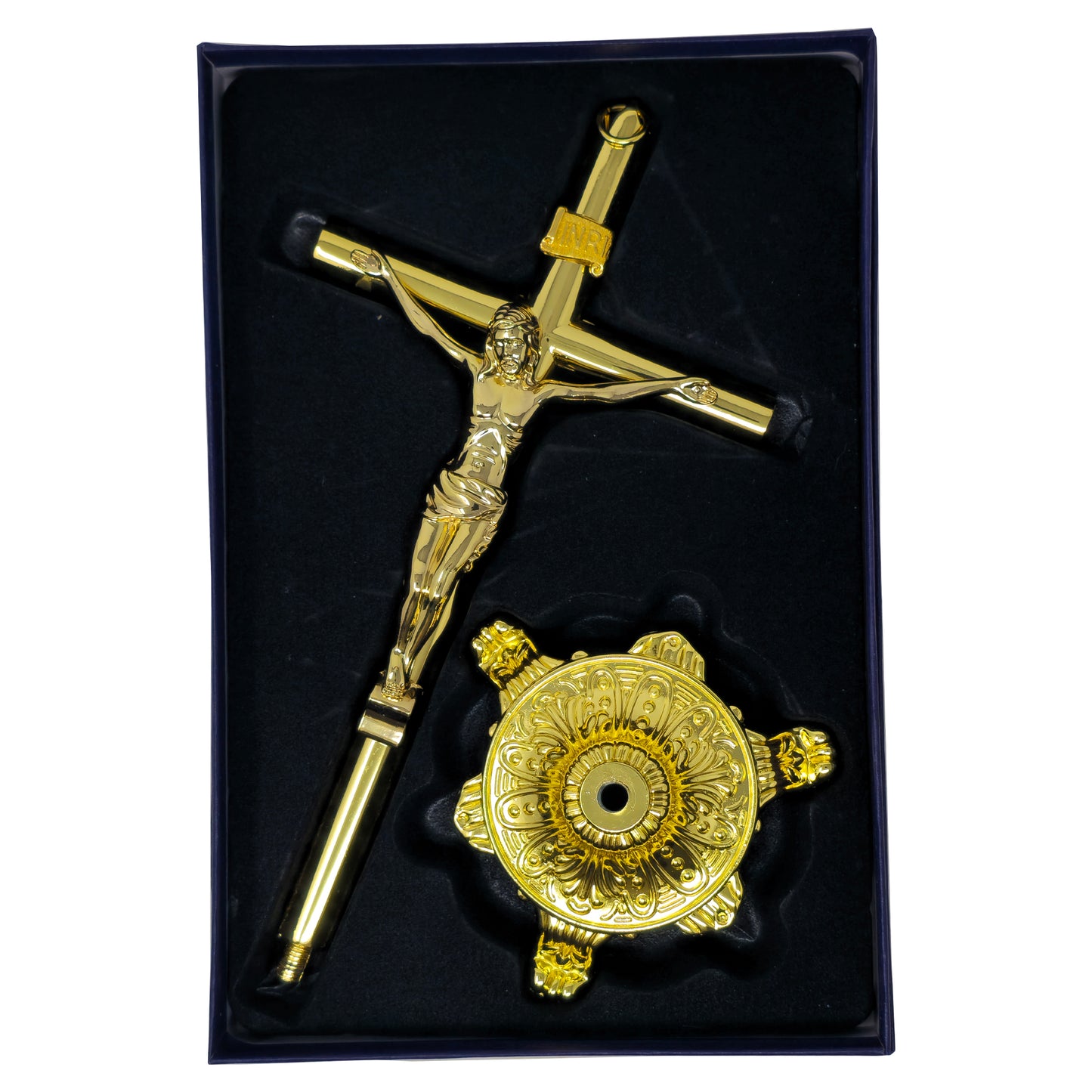 MrcjSales - Crucifix Gold | Removable Base | Metal Cross for Church Services, Home, Gifts | Multiple Sizes | High-Quality Religious Item image 2