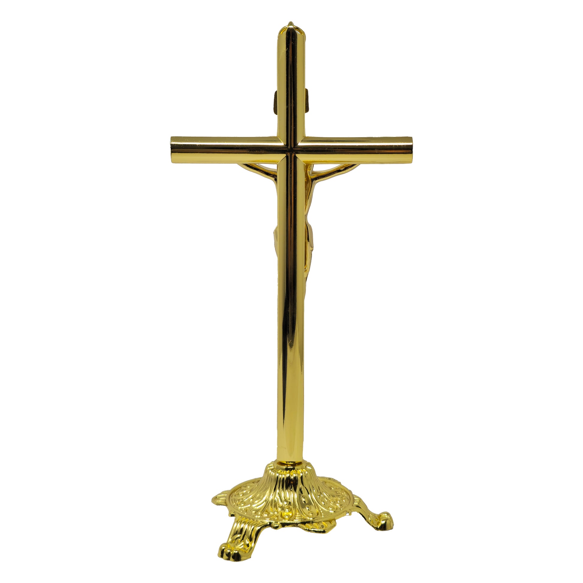 MrcjSales - Crucifix Gold | Removable Base | Metal Cross for Church Services, Home, Gifts | Multiple Sizes | High-Quality Religious Item image 3
