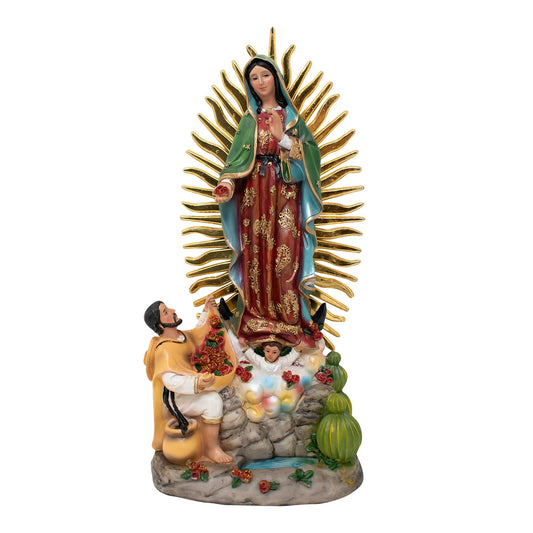 MrcjSales - Our Lady of Guadalupe with Juan Diego Statue | Virgen de Guadalupe con Juan Diego | Multiple Sizes | High-Quality Resin Craft - M x 12" inches image