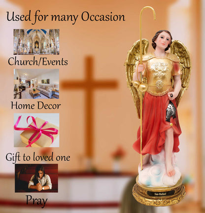 MrcjSales - Archangel St. Raphael Statue | Multiple Sizes | Resin Craftsmanship | Religious Home Decor image 4