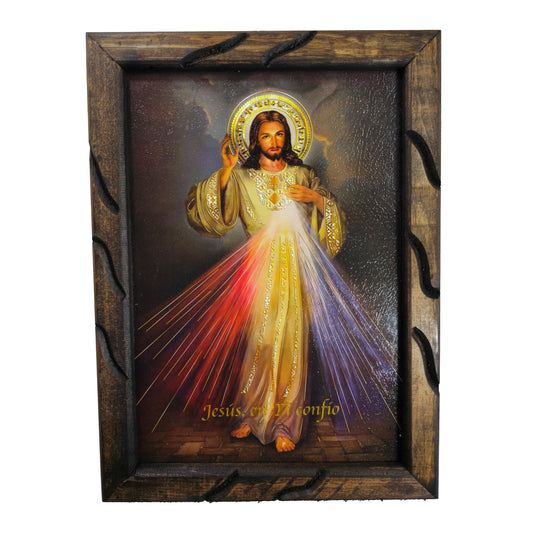 Mrcjsales - Divine Mercy Gold – Rustic Frame, Multiple Sizes, Mexican Art, Symbolic Religious Decor, Unique Gift for Spiritual Healing and Comfort image 3