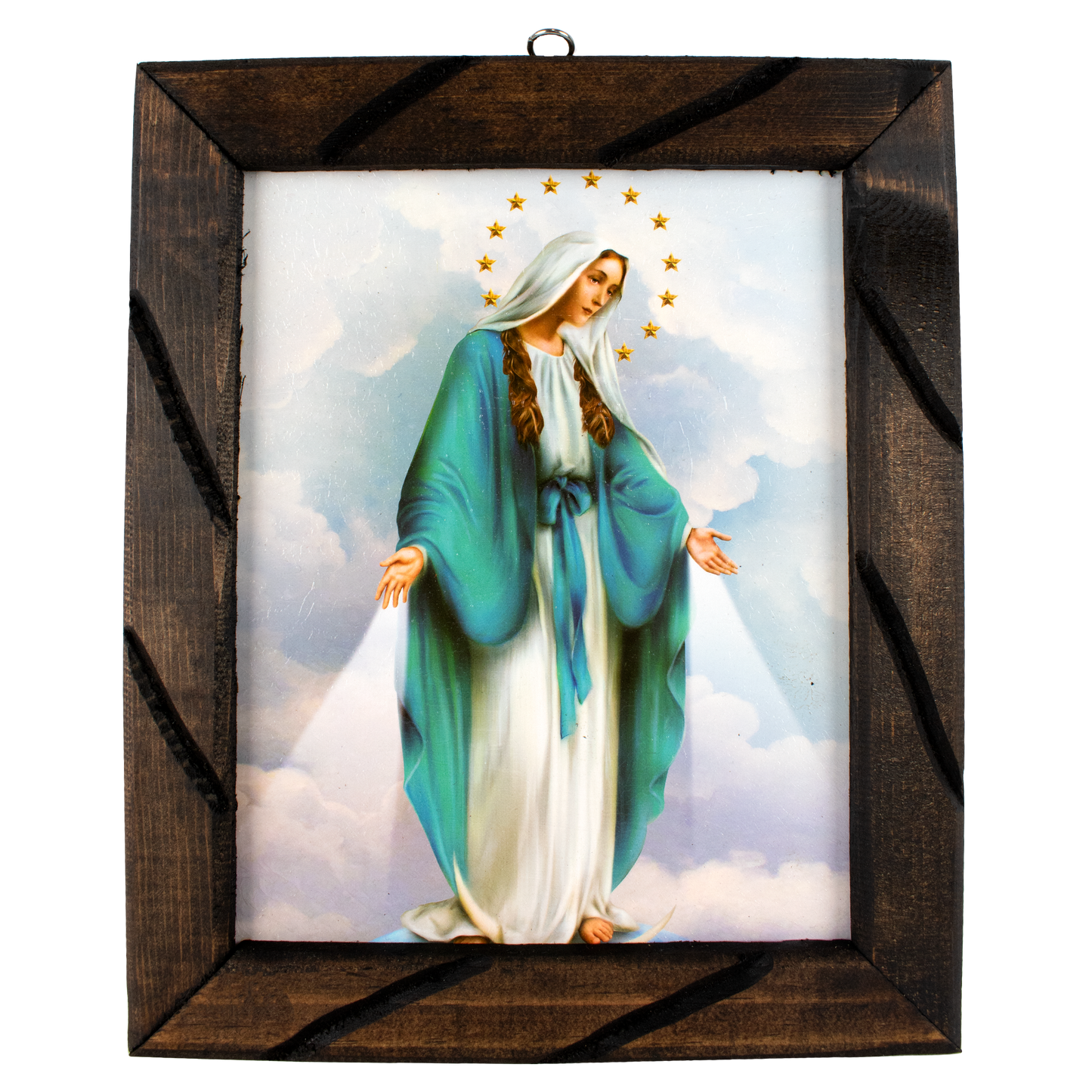Mrcjsales - Divine Miraculous Virgin – Rustic Frame, Symbolic Mexican Art, Perfect Home Decor & Thoughtful Gift for Spiritual Significance. image 3