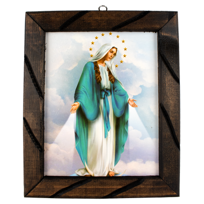 Mrcjsales - Divine Miraculous Virgin – Rustic Frame, Symbolic Mexican Art, Perfect Home Decor & Thoughtful Gift for Spiritual Significance. image 3