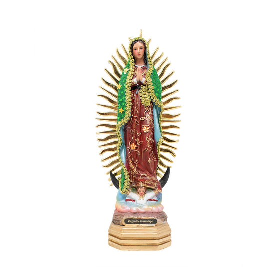 MrcjSales - Our Lady of Guadalupe Green Dress Statue - Multiple Sizes | Realistic Resin Material | Perfect for Home Decor | Iconic Symbol of Faith image 0