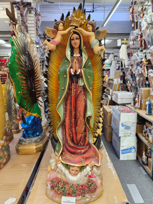 36-Inch Lady of Guadalupe Statue - Exquisite Virgen de Guadalupe Figurine for Devotional Spaces image 0
