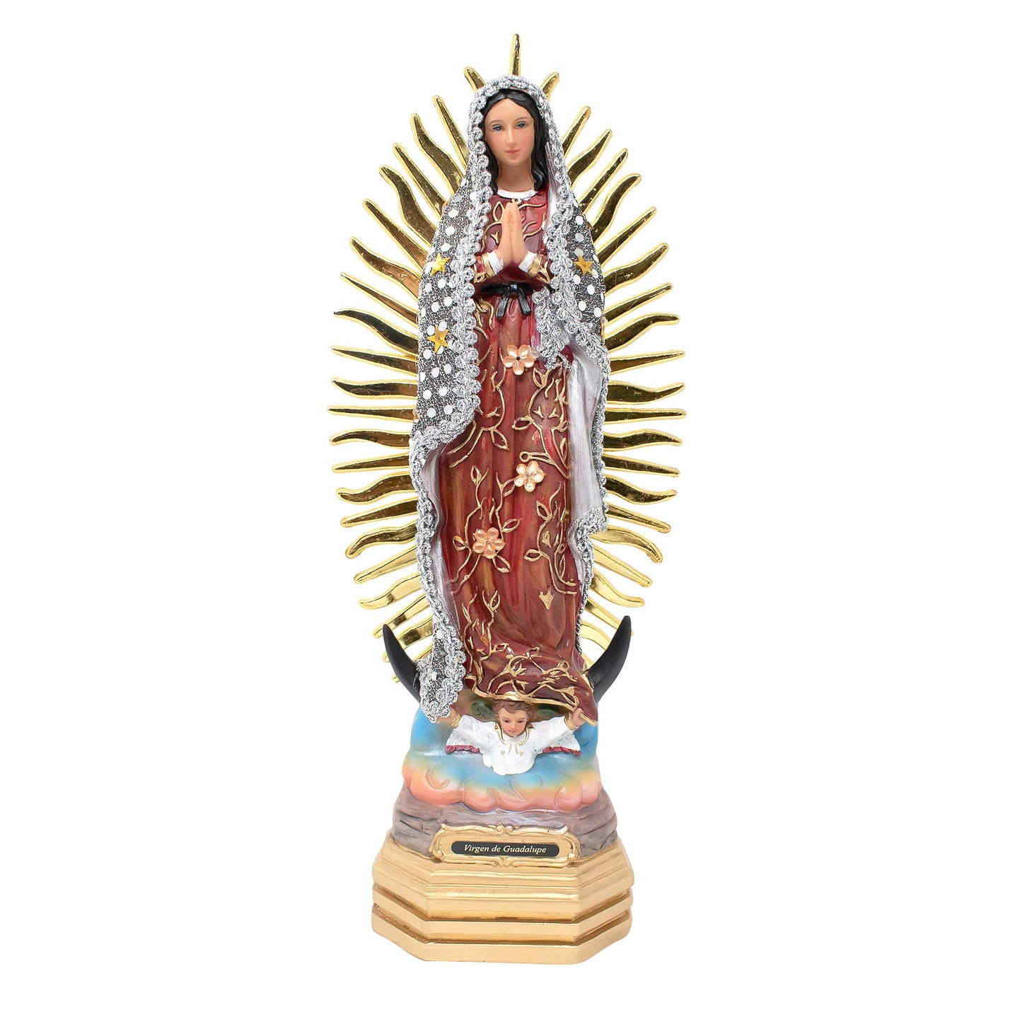 MrcjSales - Our Lady of Guadalupe Silver Dress Statue | Durable Resin | Multiple Sizes | Detailed Craftsmanship | Perfect for Home Decor and Gifts image 0