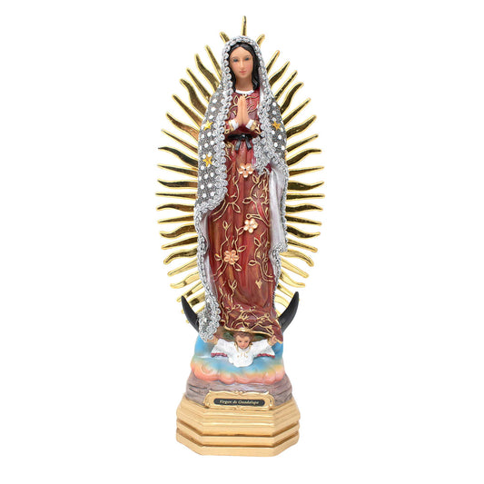 MrcjSales - Our Lady of Guadalupe Silver Dress Statue | Durable Resin | Multiple Sizes | Detailed Craftsmanship | Perfect for Home Decor and Gifts image 0