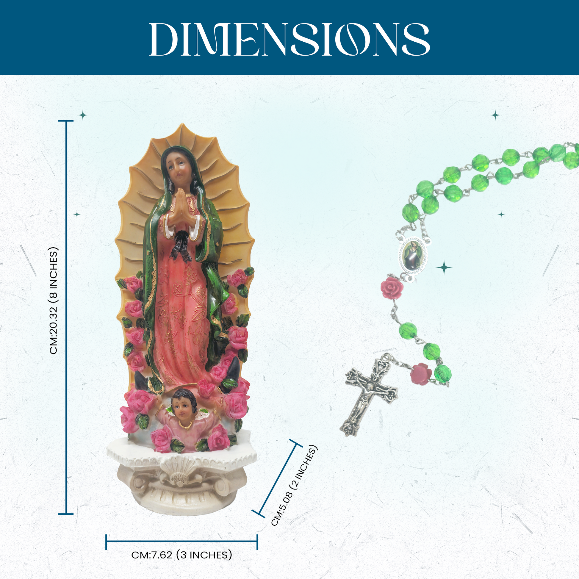 Lady of Guadalupe Statue – Virgen de guadalupe 8-Inch Religious Figurine – Durable Resin for Home Altar, Prayer Space, or Gift image 2
