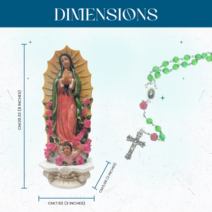 Lady of Guadalupe Statue – Virgen de guadalupe 8-Inch Religious Figurine – Durable Resin for Home Altar, Prayer Space, or Gift image 2