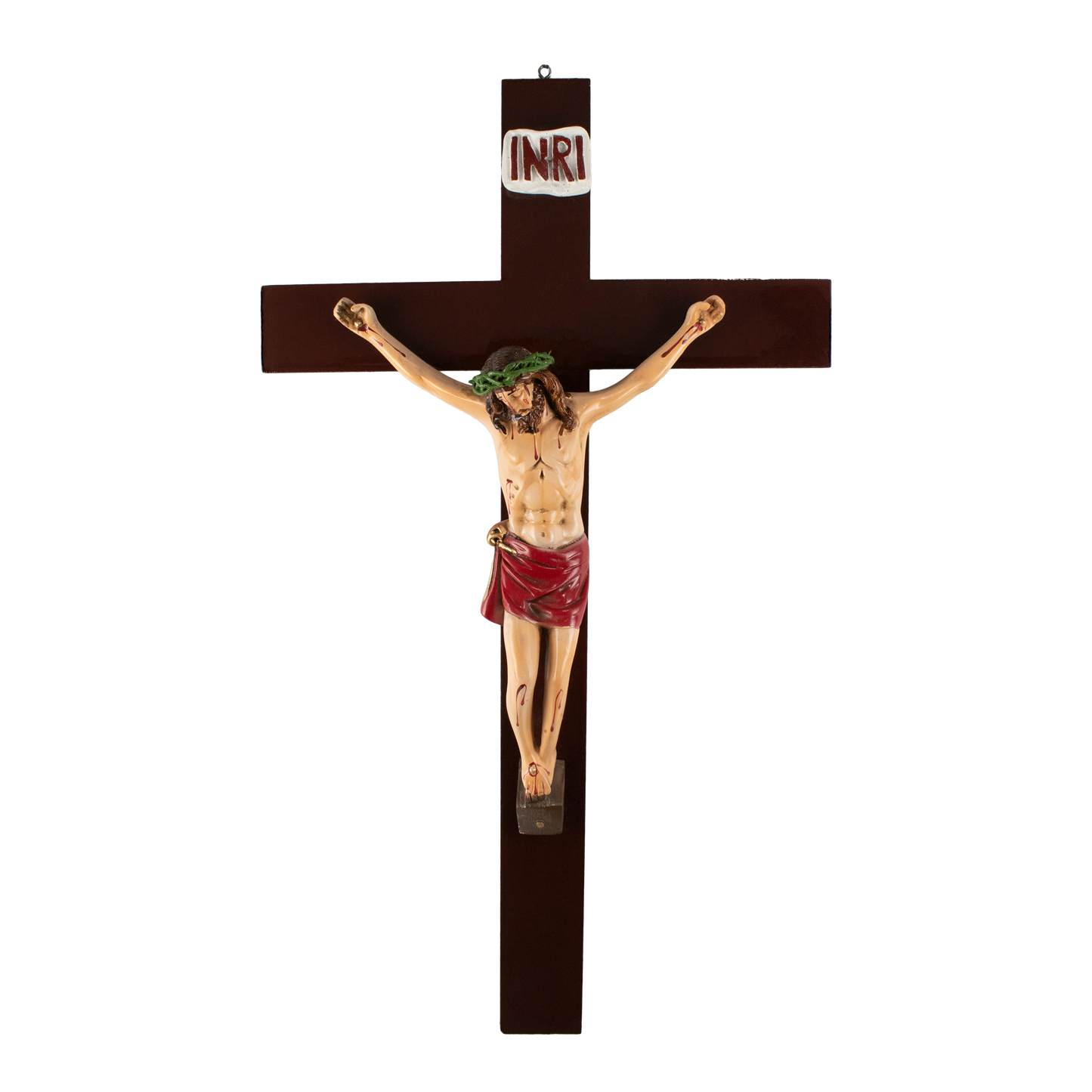 Mrcjsales: Jesus Christ Crucifix Red | Jesus Cristo Polyester | Religious Symbol | Sizes for All Occasions | Crafted in Mexico - M | 20" image