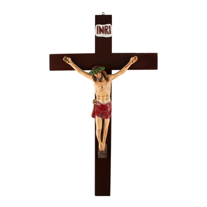 Mrcjsales: Jesus Christ Crucifix Red | Jesus Cristo Polyester | Religious Symbol | Sizes for All Occasions | Crafted in Mexico - M | 20" image