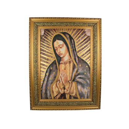 Mrcjsales: Our Lady of Guadalupe | Cloth Frame | Elegant Double Frame | Religious Home Decor | Gift for Loved Ones | Spanish Name: Virgen de Guadalupe - L | 27"x35" image
