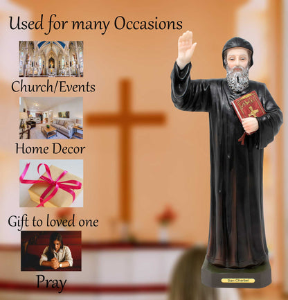 MrcjSales - Saint Charbel Resin Statue | Multiple Sizes | Durable Craftsmanship | Inspirational Church Decor Symbolizing Faith and Devotion | Spanish Name 'San Charbel' Emblazoned image 4