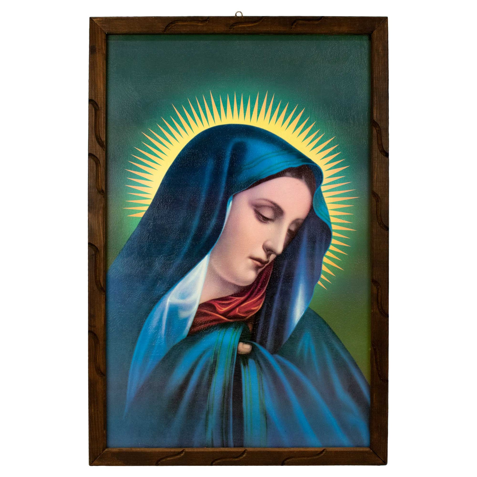 Mrcjsales - Lady of Sorrows – Rustic Frame, Virgen Dolorosa, Mexican Art, Symbolizes Hope, Love, Strength. Perfect Home Decor & Unique Gift! - L | 36"x24" image