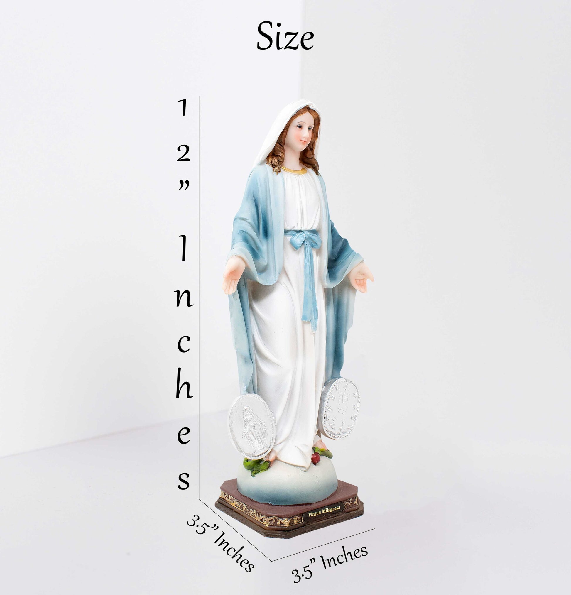 MrcjSales - Miraculous Virgin Resin Statue | Multiple Sizes | Durable Craftsmanship | Spiritual Home Decor Symbolizing Virgen Milagrosa for Church, Gifts, Celebrations, and Altars image 2