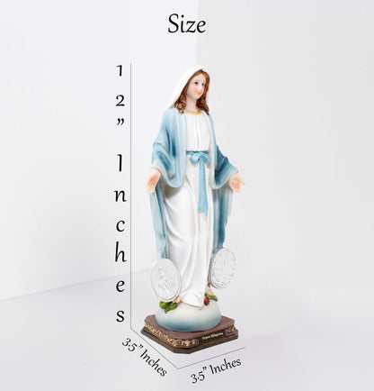 MrcjSales - Miraculous Virgin Resin Statue | Multiple Sizes | Durable Craftsmanship | Spiritual Home Decor Symbolizing Virgen Milagrosa for Church, Gifts, Celebrations, and Altars image 2
