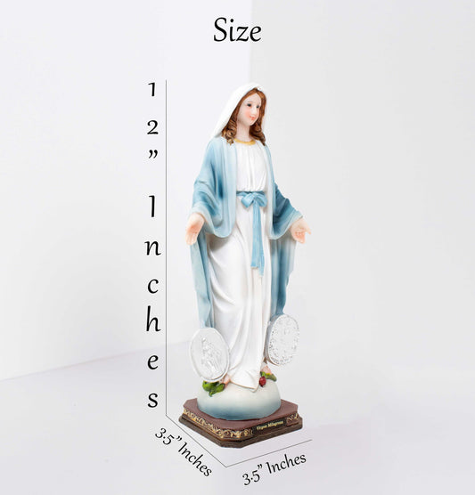 MrcjSales - Miraculous Virgin Resin Statue | Multiple Sizes | Durable Craftsmanship | Spiritual Home Decor Symbolizing Virgen Milagrosa for Church, Gifts, Celebrations, and Altars image 2