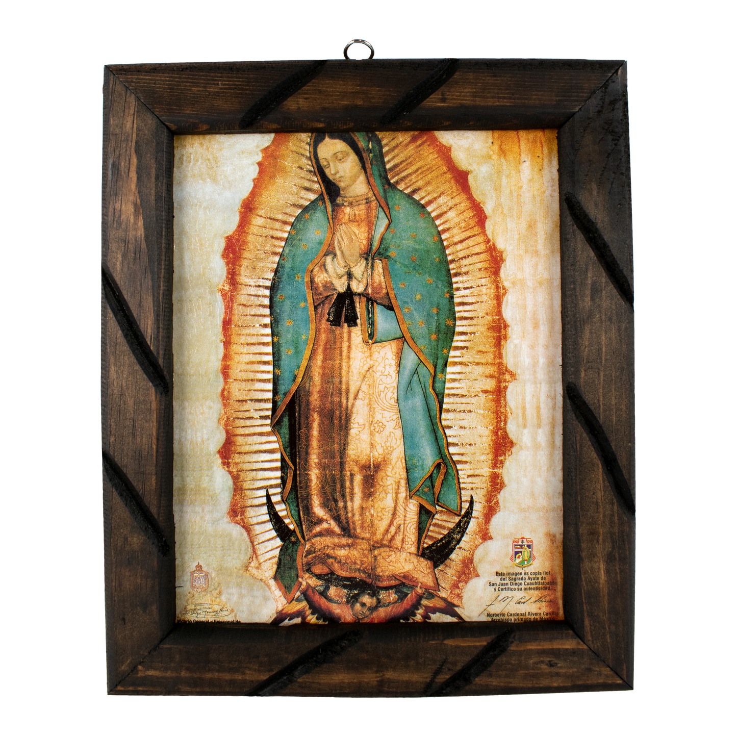 Lady of Guadalupe Rustic Frame – Unique Mexican Art. Spiritual Healing, Authentic Design, Perfect Home Decor. Ideal Gift with Meaning! - mrcjsales - S | 12"x10" image