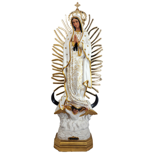 MrcjSales - Our Lady of Guadalupe Resin Statue | Virgen de Guadalupe Blanco | Multiple Sizes | Church Decor, Home Gifts, Prayers - XXL x 36" Inches image