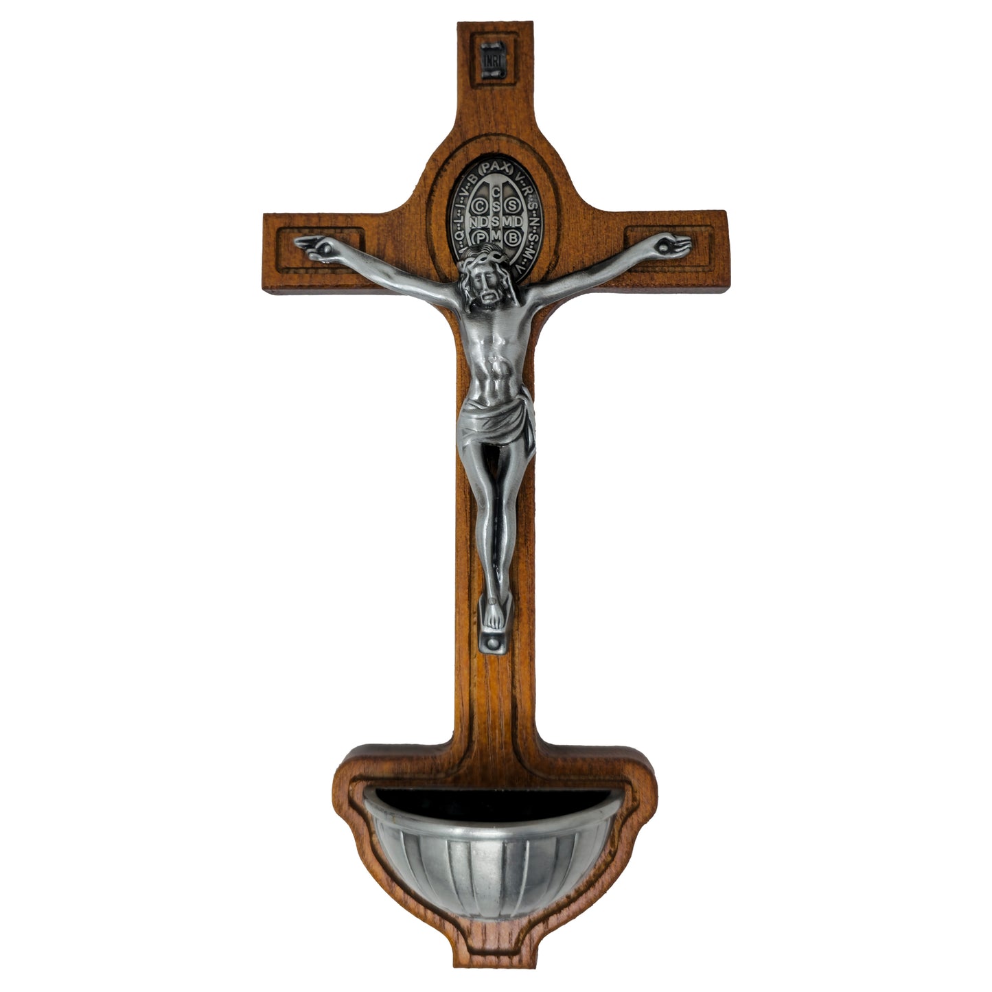 MrcjSales - Saint Benedict Cross | Pila | Wood/Metal | Multiple Sizes | Highly Detailed | Versatile Symbol of Faith - S x 9" Inches image