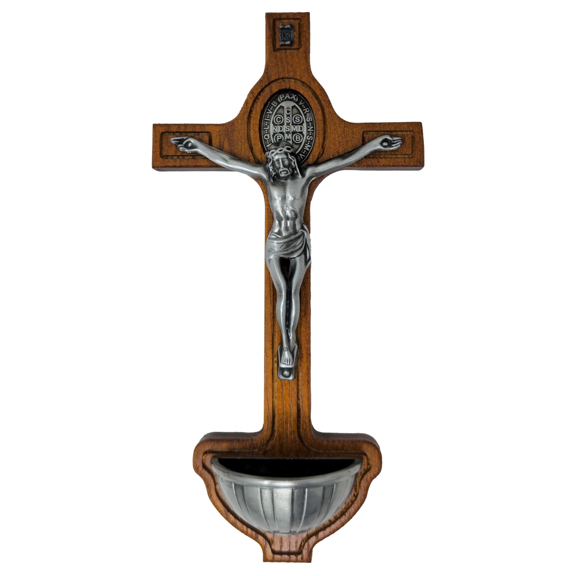 MrcjSales - Saint Benedict Cross | Pila | Wood/Metal | Multiple Sizes | Highly Detailed | Versatile Symbol of Faith - S x 9" Inches image