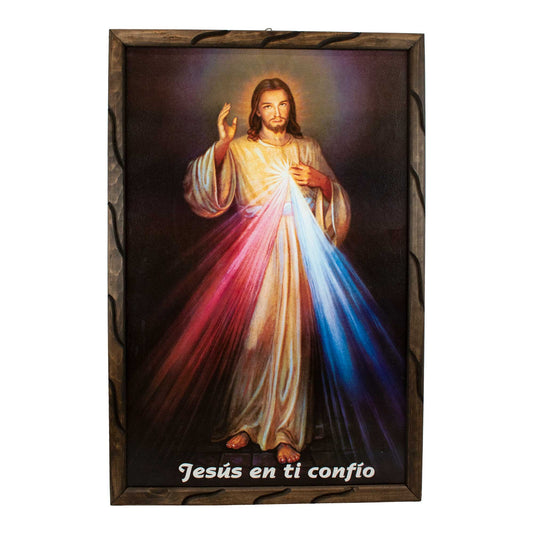 Mrcjsales - Graceful Redemption – Rustic Frame, Divine Mercy Icon, Spiritual Décor for Home, Unique Gift with Symbolic Meaning. image 0