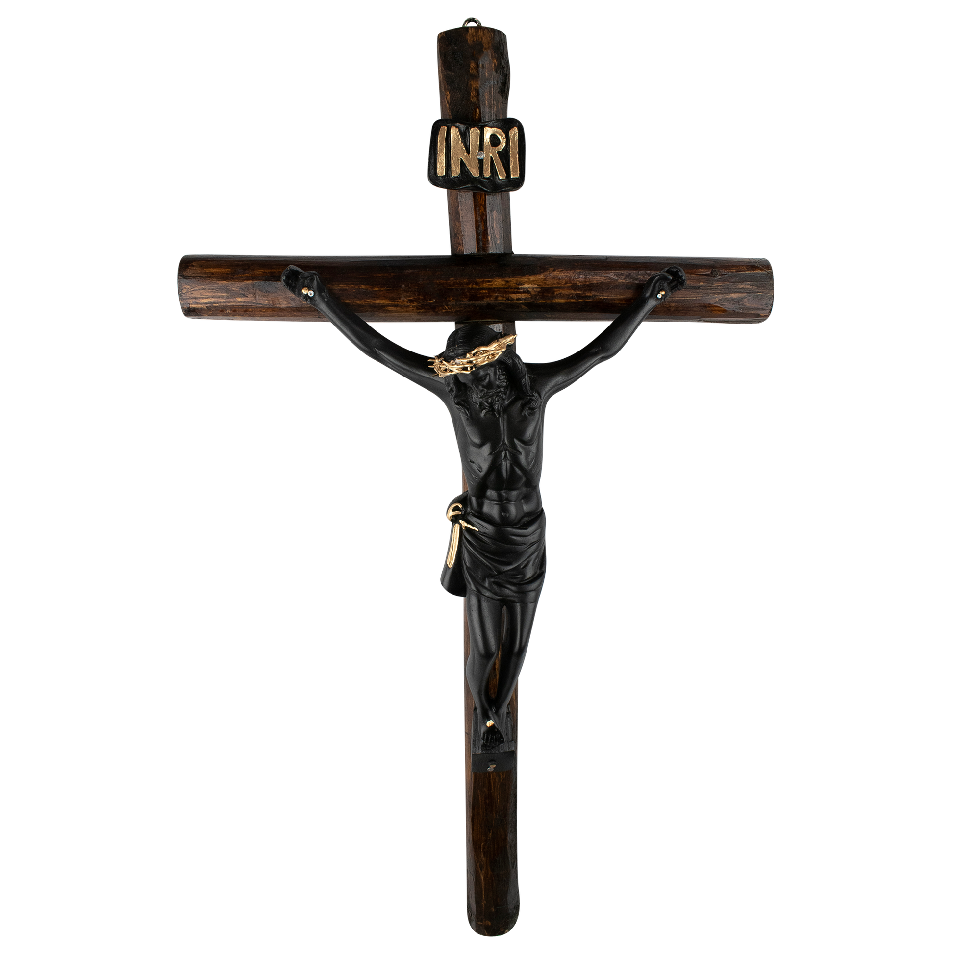 Mrcjsales: Jesus Christ Black | Wooden Trunk | Tree Trunk & Resin | Mexican Design | Faith Symbol | Warning: Thorn Crown | Handmade Alterations - M | 20" image