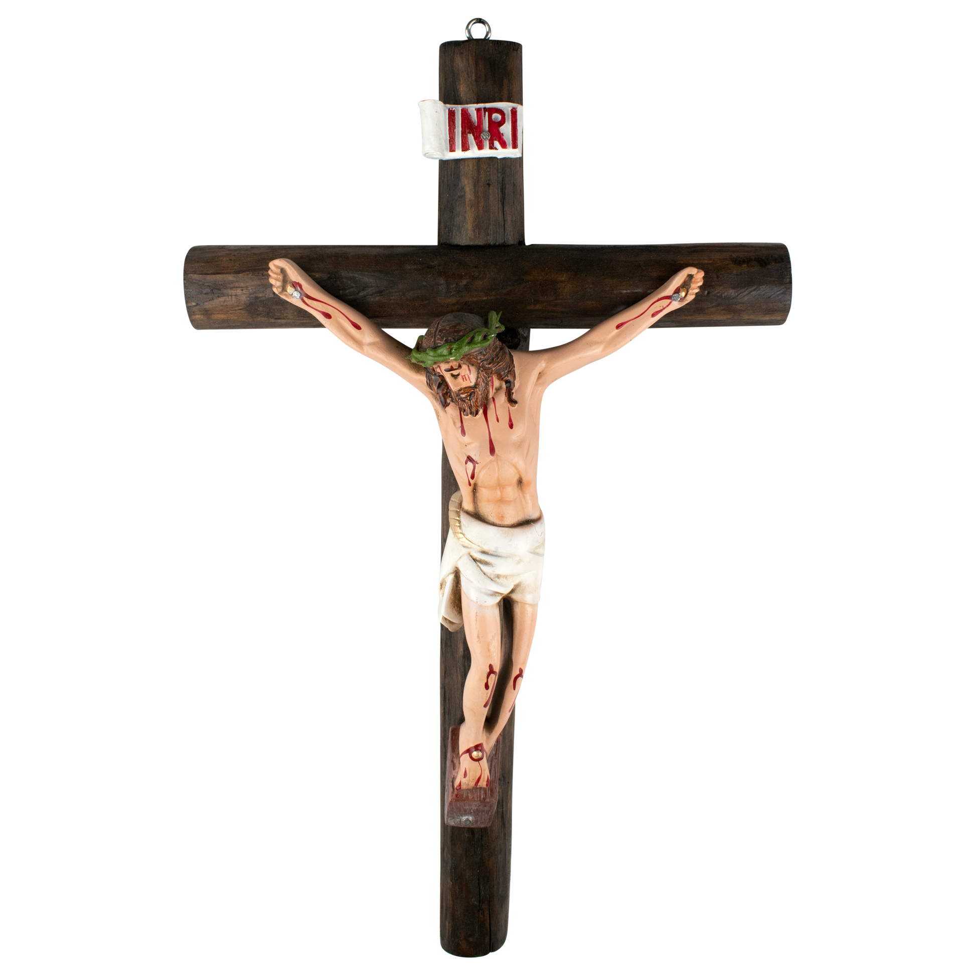 Mrcjsales: Jesus Christ White | Wooden Trunk | Tree Trunk & Resin | Mexican Design | Faith Symbol | Warning: Thorn Crown | Handmade Alterations - M | 20" image