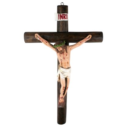 Mrcjsales: Jesus Christ White | Wooden Trunk | Tree Trunk & Resin | Mexican Design | Faith Symbol | Warning: Thorn Crown | Handmade Alterations - M | 20" image