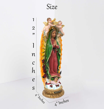 MrcjSales - Our Lady of Guadalupe w/ Baby Angels Statue | Multiple Sizes, Resin Craftsmanship |Perfect for Home, Church & Gifts image 2
