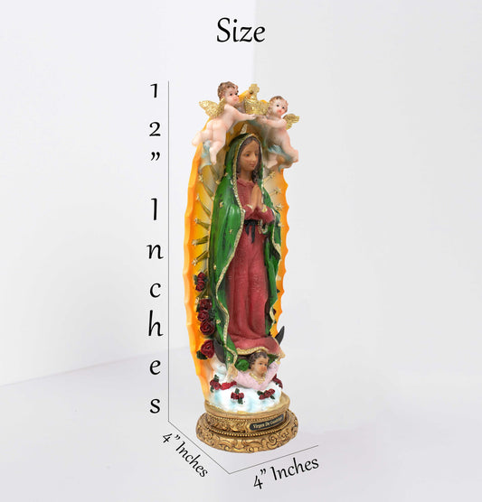 MrcjSales - Our Lady of Guadalupe w/ Baby Angels Statue | Multiple Sizes, Resin Craftsmanship |Perfect for Home, Church & Gifts image 2