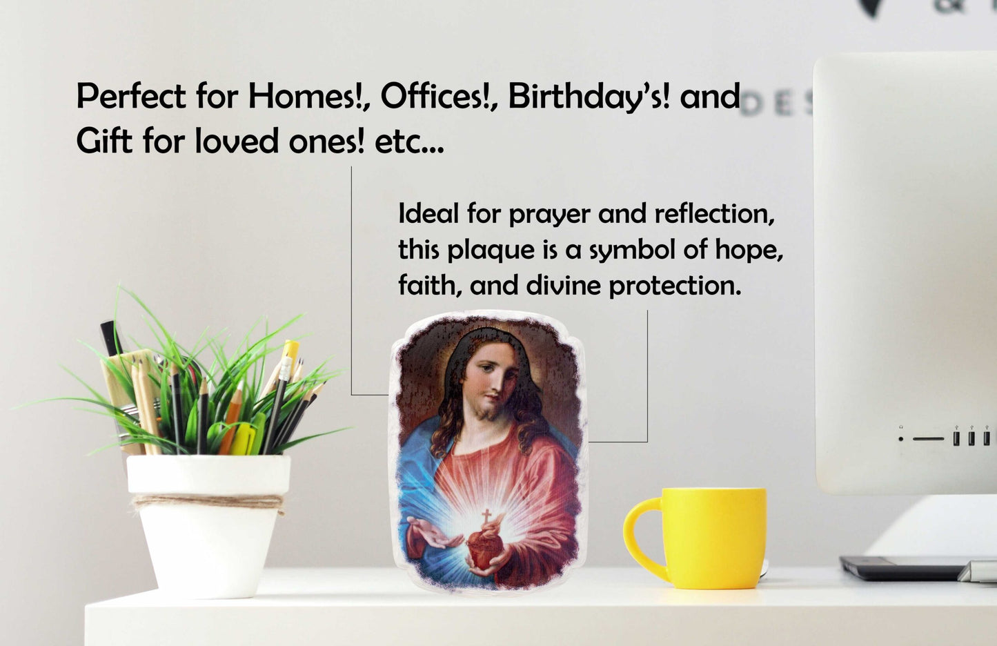 Mrcjsales: Sacred Heart Of Jesus Plaque | Pregamino | Unique Decor Piece | Cultural Symbol | Affordable Faith Art image 5