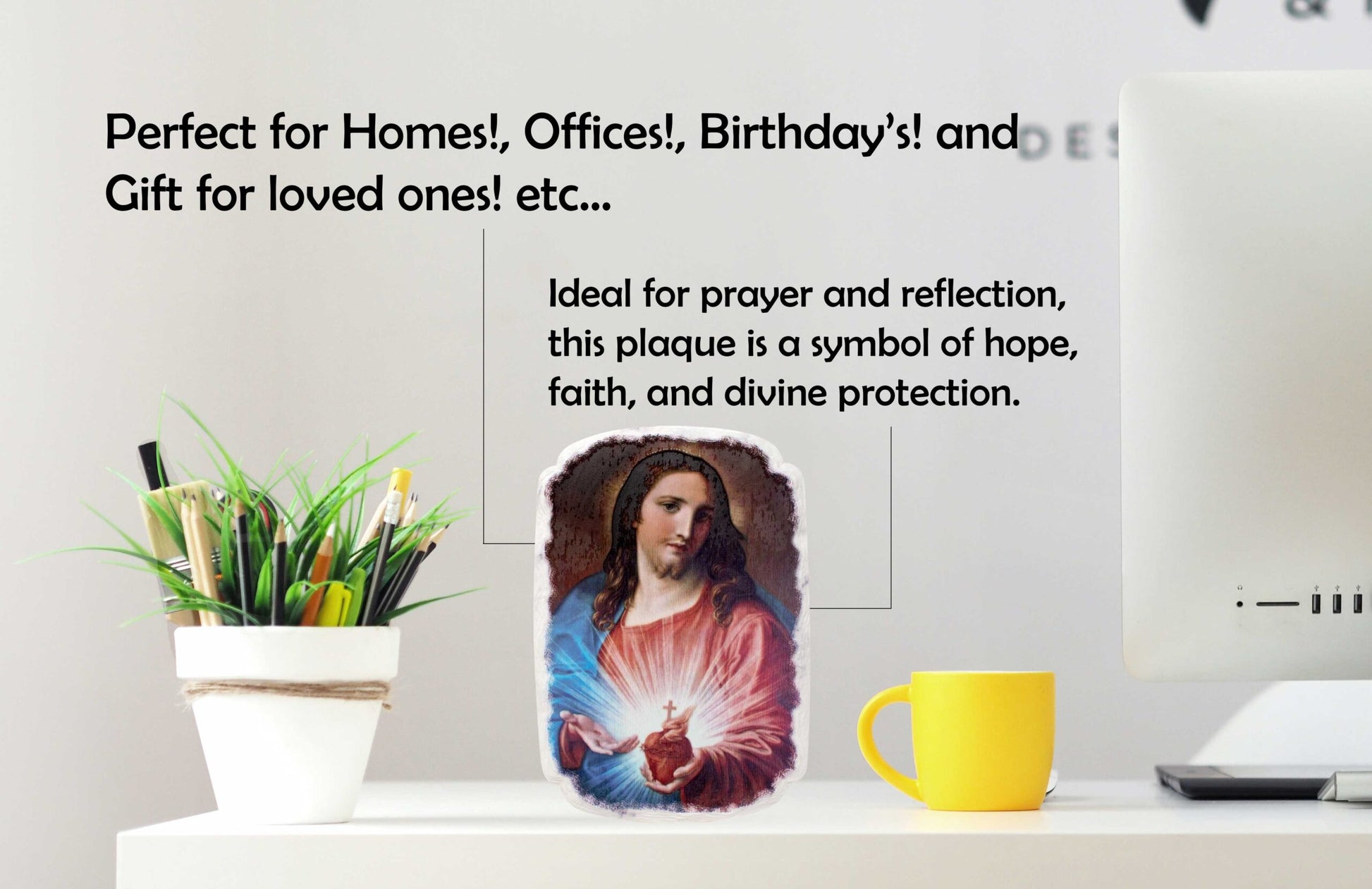Mrcjsales: Sacred Heart Of Jesus Plaque | Pregamino | Unique Decor Piece | Cultural Symbol | Affordable Faith Art image 5