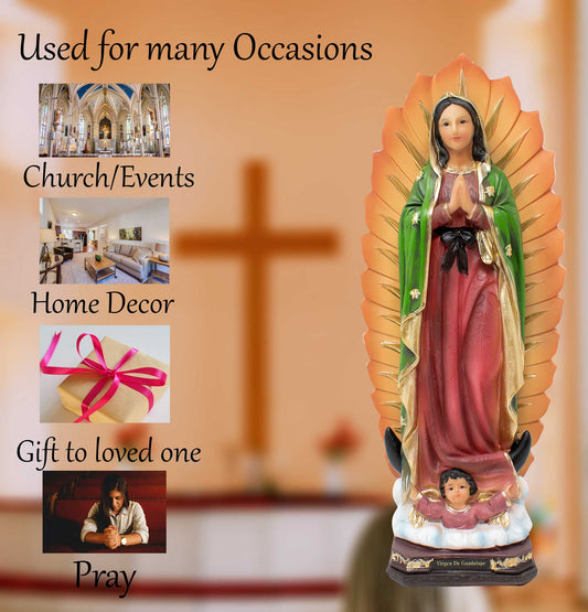 Our Lady of Guadalupe Statue 12 inch and 16 inch Resin Craftsmanship Virgen de Guadalupe Church Home Decor Gifts mrcjsales image 3
