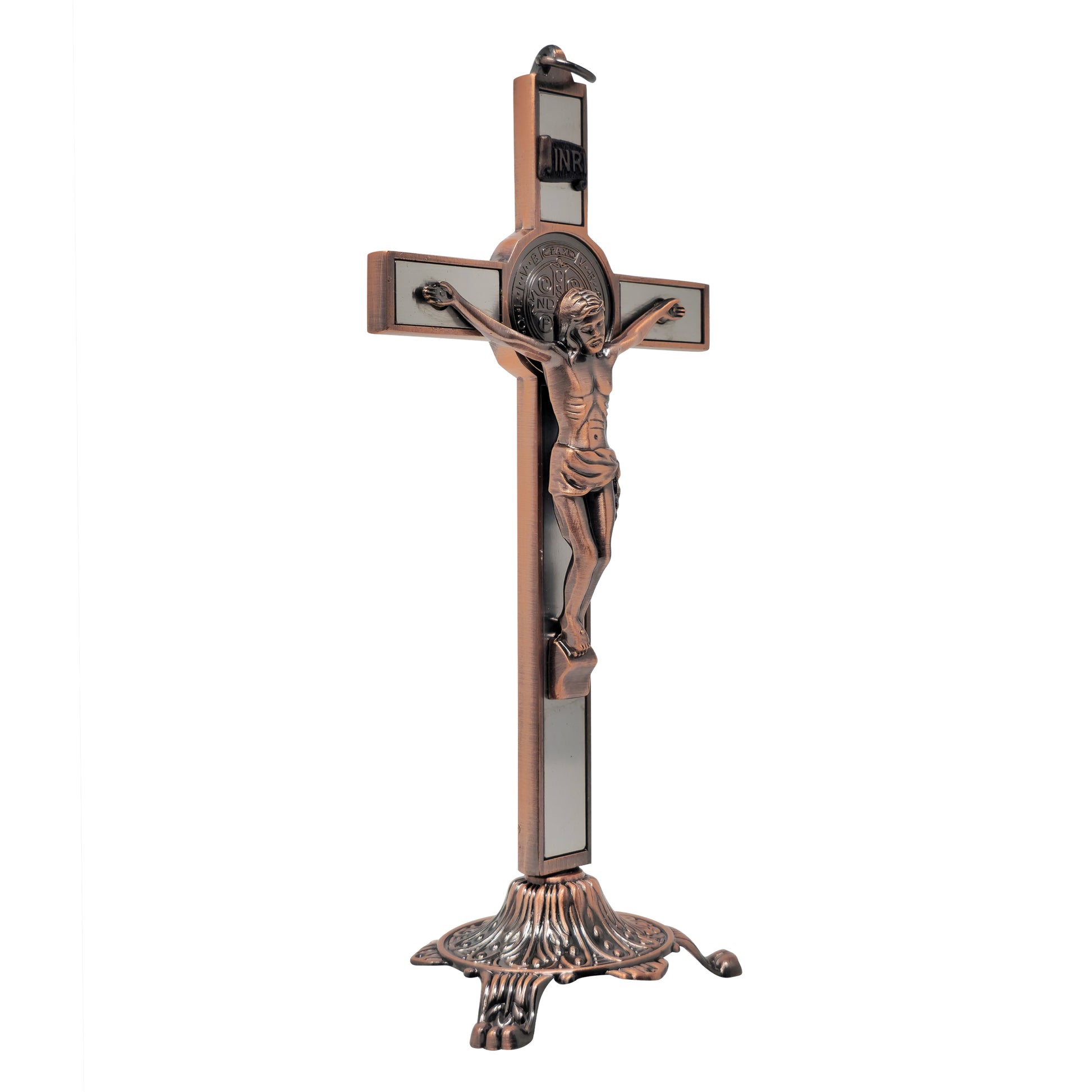 (mrcjsales -) Saint Benedict Crucifix w/Base – Silver/Bronze - Gift for Loved Ones - Built-In Medal - Multiple Sizes image 5