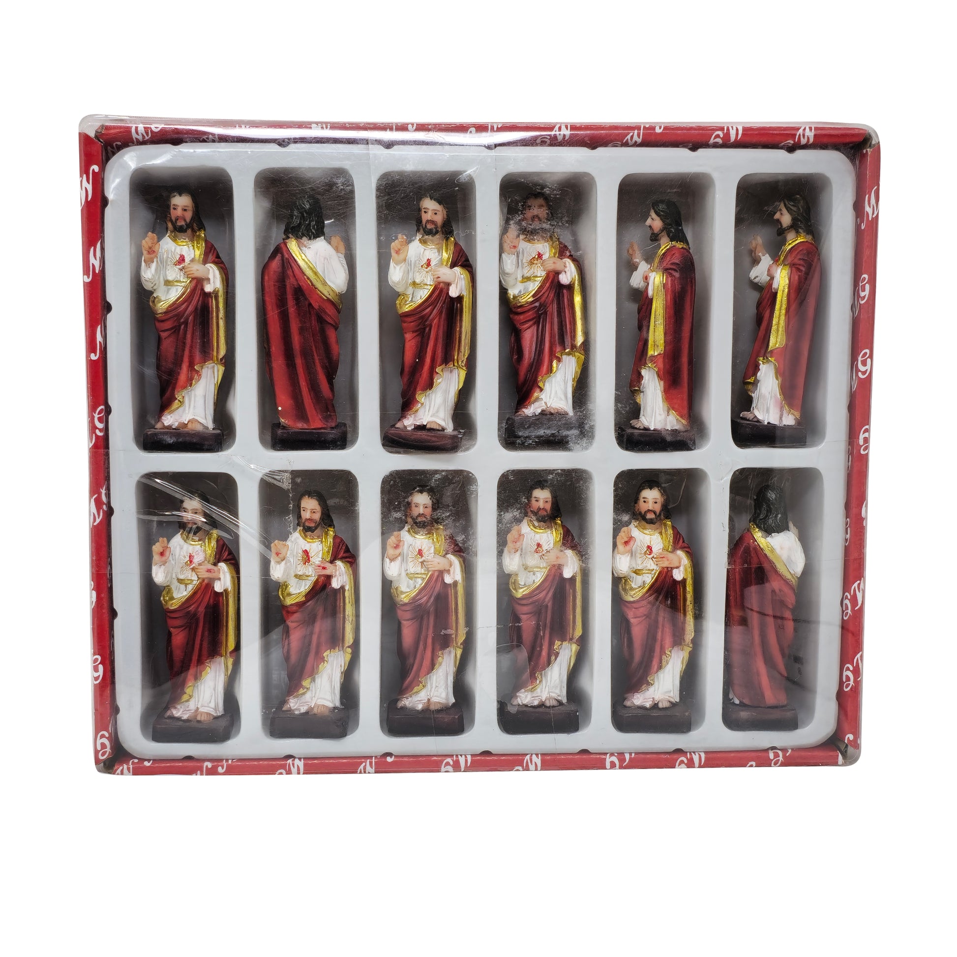 MrcjSales - Sacred Heart of Jesus 12 pcs Packet - Realistic Resin Statue | Perfect for Gifts, Church, Home Decor | Spanish Name Engraved | Durable Material image 0