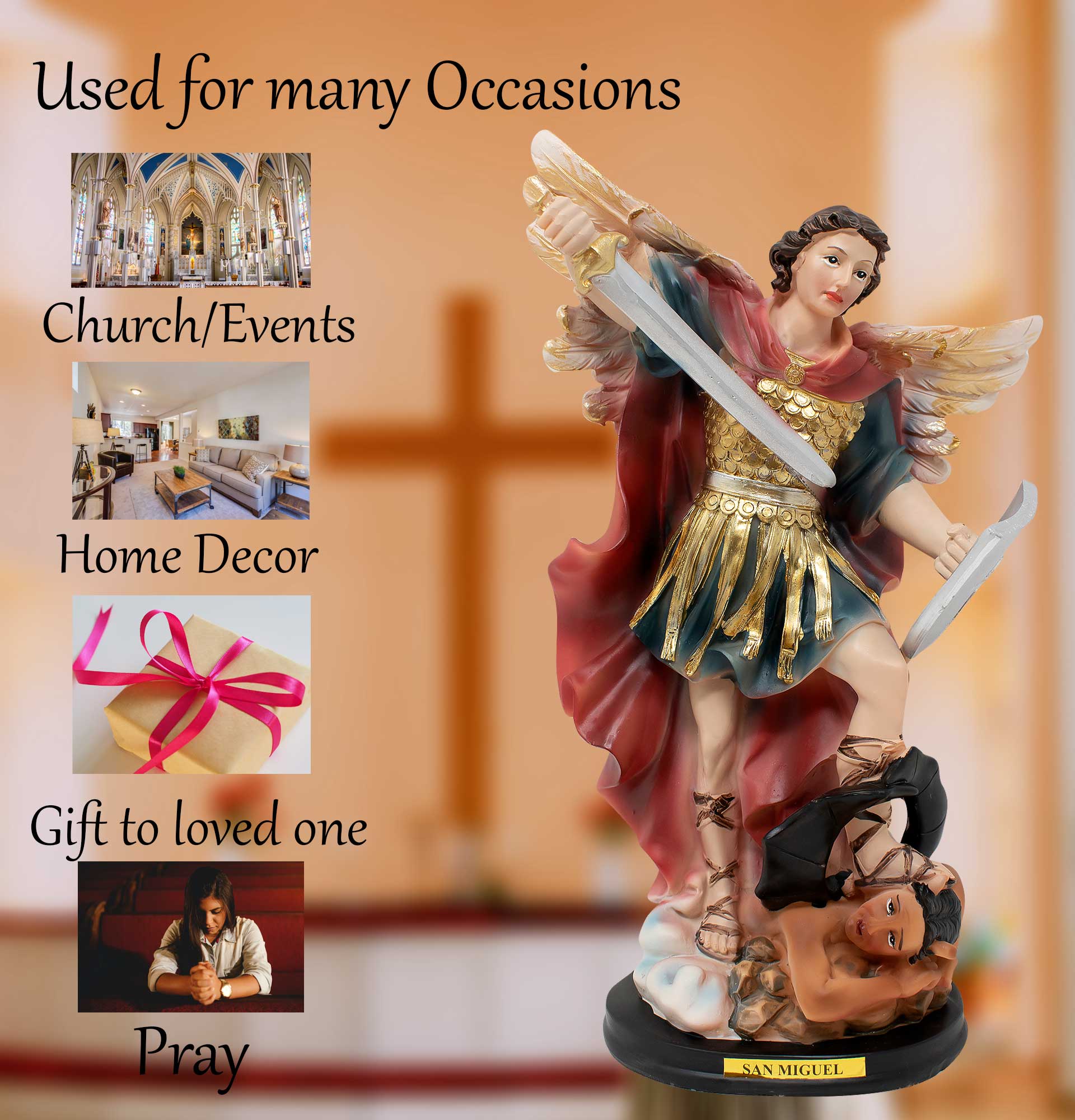 MrcjSales - Saint Michael Archangel Resin Statues | San Miguel | Multiple Sizes | High-Quality Craftsmanship | Ideal for Church, Home Decor, Gifts image 4