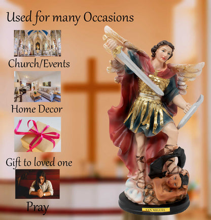 MrcjSales - Saint Michael Archangel Resin Statues | San Miguel | Multiple Sizes | High-Quality Craftsmanship | Ideal for Church, Home Decor, Gifts image 4