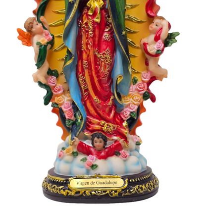 Our Lady of Guadalupe with Angels 12" Statue (Virgen de Guadalupe con Ángeles) - Resin, Vivid Colors, Detailed Catholic Art image 3