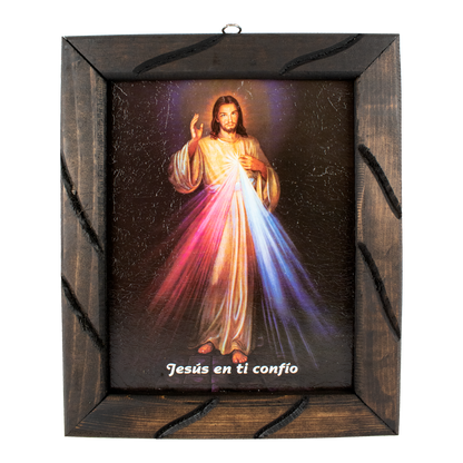 Mrcjsales - Graceful Redemption – Rustic Frame, Divine Mercy Icon, Spiritual Décor for Home, Unique Gift with Symbolic Meaning. - S | 12"x10" image