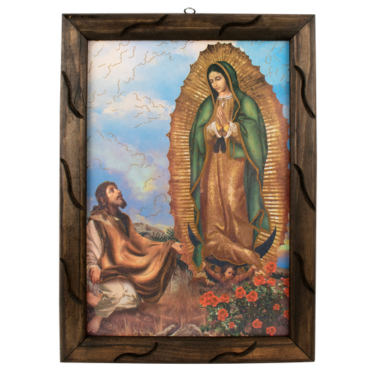 Mrcjsales - Divine Our Lady of Guadalupe w/ Juan Diego - Rustic Frame, Meaningful Gift, Unique Artistry, Hope & Love image 3