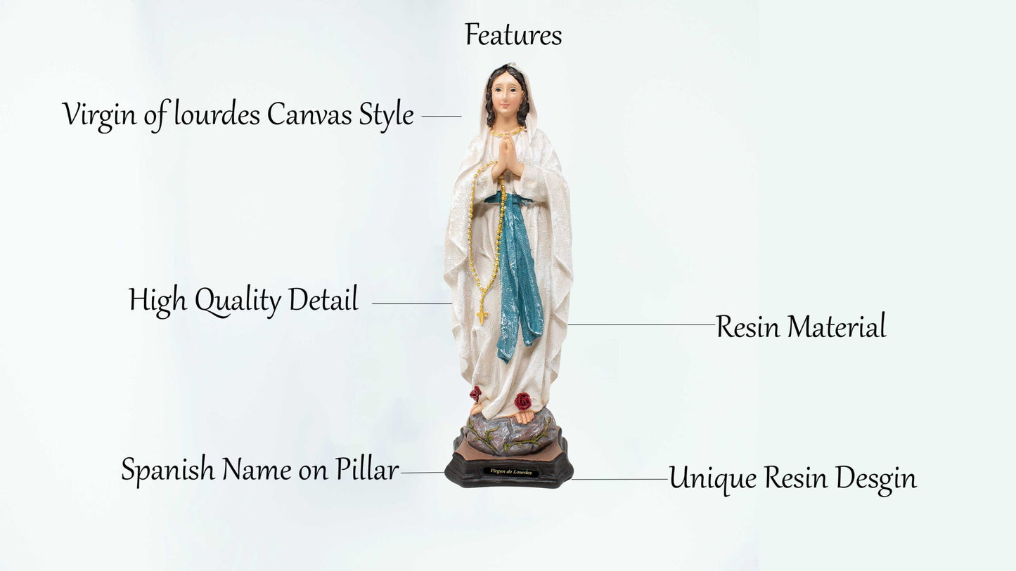 MrcjSales - Our Lady Of Lourdes Resin Statue | Multiple Sizes | Durable Religious Icon for Church, Home Decor, Altars | Spanish Name Engraved image 3