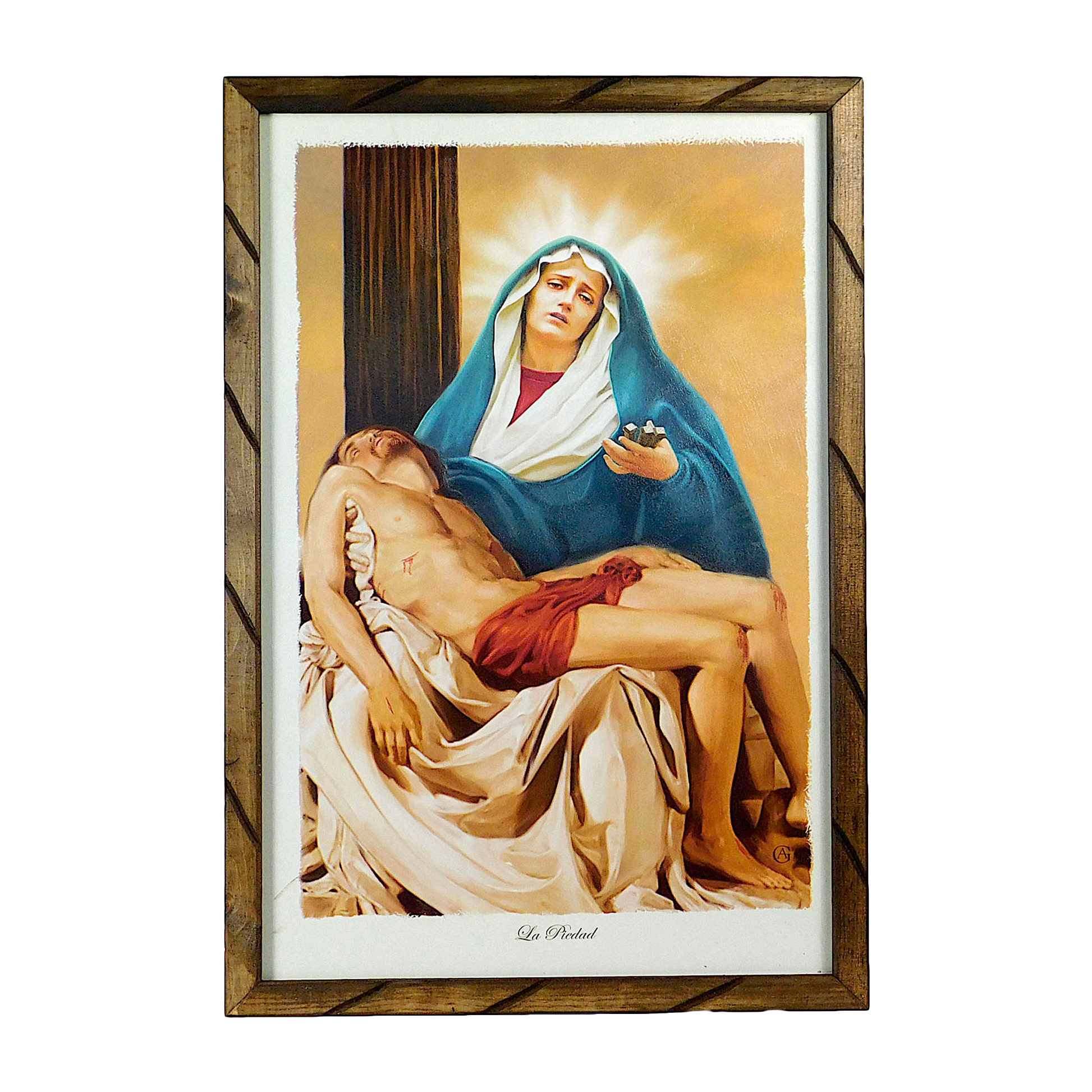 Mrcjsales: La Pieta Wooden Frame - Mexican Art Expressing Hope, Love, and Compassion. Unique Rustic Design. Multiple Sizes Available! image 0