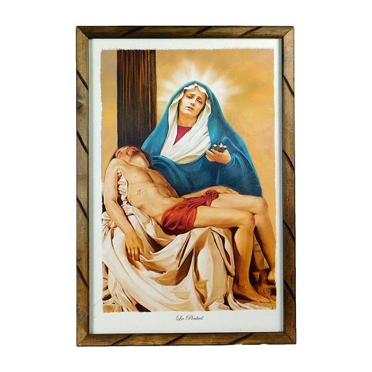 Mrcjsales: La Pieta Wooden Frame - Mexican Art Expressing Hope, Love, and Compassion. Unique Rustic Design. Multiple Sizes Available! image 0